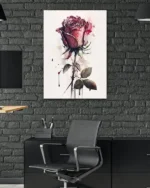 Suluboya Mor Gül (Açılı Kadraj) Temperli Cam Tablo - Görsel 6