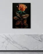 Neon Çizgili Gül ve Yapraklar Temperli Cam Tablo - Görsel 4