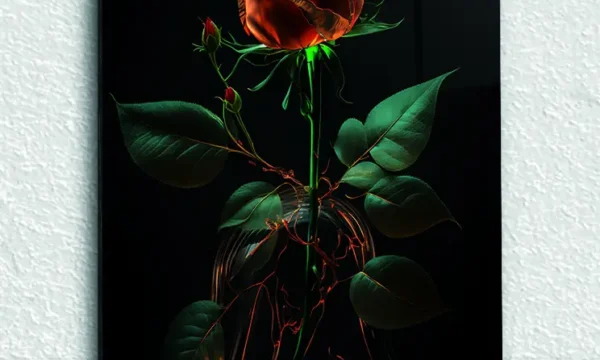 Şişede Parıltılı Gül Temperli Cam Tablo