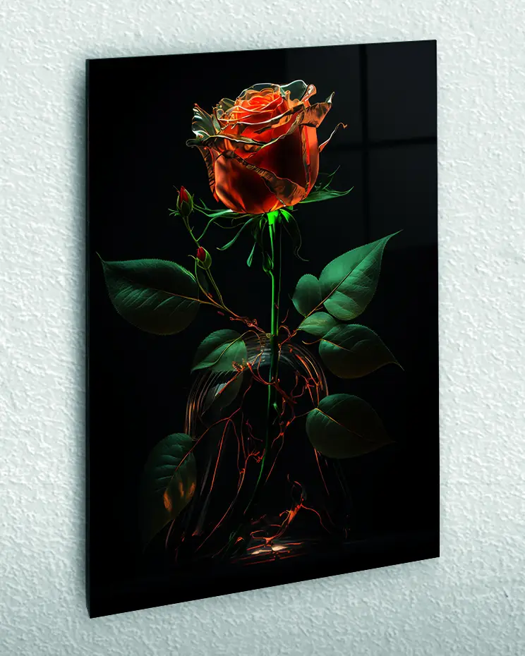 DDOG137_1-1.webp Şişede Parıltılı Gül Temperli Cam Tablo - Görsel 1