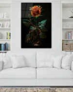 Şişede Parıltılı Gül Temperli Cam Tablo - Görsel 2