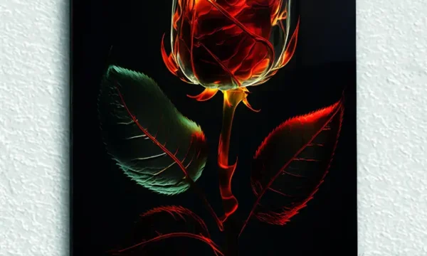 Alevsi Parlayan Gül Temperli Cam Tablo