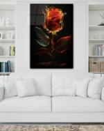 Alevsi Parlayan Gül Temperli Cam Tablo - Görsel 2