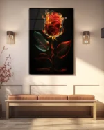 Alevsi Parlayan Gül Temperli Cam Tablo - Görsel 3