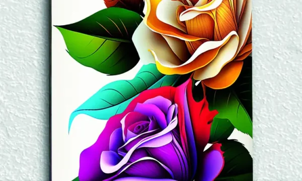 Rengârenk Güller Kompozisyonu Temperli Cam Tablo