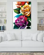 Rengârenk Güller Kompozisyonu Temperli Cam Tablo - Görsel 2