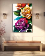 Rengârenk Güller Kompozisyonu Temperli Cam Tablo - Görsel 3