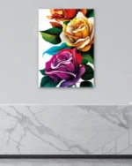 Rengârenk Güller Kompozisyonu Temperli Cam Tablo - Görsel 4