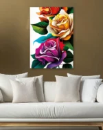 Rengârenk Güller Kompozisyonu Temperli Cam Tablo - Görsel 5