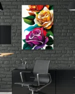 Rengârenk Güller Kompozisyonu Temperli Cam Tablo - Görsel 6