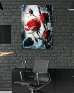 Kırağı Tutan Kırmızı Gül Temperli Cam Tablo - Görsel 6