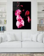 Pembe Orkide Dalları Temperli Cam Tablo - Görsel 2