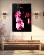 Pembe Orkide Dalları Temperli Cam Tablo - Görsel 3