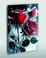 Karlı Kırmızı Güller Temperli Cam Tablo