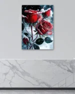Karlı Kırmızı Güller Temperli Cam Tablo - Görsel 4