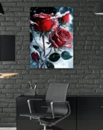 Karlı Kırmızı Güller Temperli Cam Tablo - Görsel 6