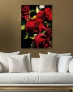 Koyu Arka Planda Kırmızı Güller Temperli Cam Tablo - Görsel 5