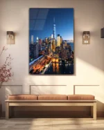 New York Gece Şehir Manzarası Temperli Cam Tablo - Görsel 3