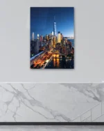 New York Gece Şehir Manzarası Temperli Cam Tablo - Görsel 4