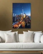 New York Gece Şehir Manzarası Temperli Cam Tablo - Görsel 5