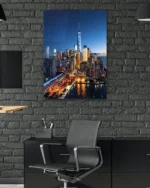 New York Gece Şehir Manzarası Temperli Cam Tablo - Görsel 6