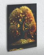 Altın Para Ağacı Temperli Cam Tablo