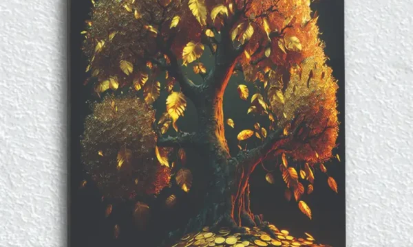 Altın Para Ağacı Temperli Cam Tablo