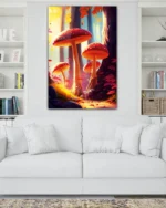 Büyülü Ormanda Dev Mantarlar Temperli Cam Tablo - Görsel 2