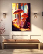 Büyülü Ormanda Dev Mantarlar Temperli Cam Tablo - Görsel 3