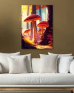 Büyülü Ormanda Dev Mantarlar Temperli Cam Tablo - Görsel 5