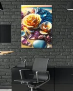 Kristal Çiçekler ve Renkli Taşlar Temperli Cam Tablo - Görsel 6