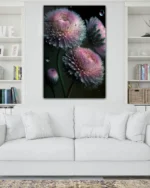 Mor Işıltılı Çiçekler Temperli Cam Tablo - Görsel 2