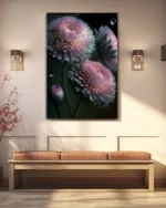 Mor Işıltılı Çiçekler Temperli Cam Tablo - Görsel 3