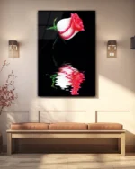 Yansımalı Pembe Gül Temperli Cam Tablo - Görsel 3