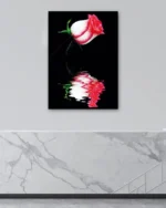 Yansımalı Pembe Gül Temperli Cam Tablo - Görsel 4