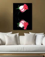 Yansımalı Pembe Gül Temperli Cam Tablo - Görsel 5