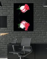 Yansımalı Pembe Gül Temperli Cam Tablo - Görsel 6