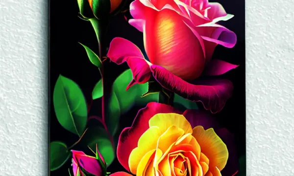 Renkli Güller Temperli Cam Tablo