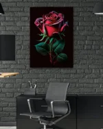 Neon Işıklı Gül Temperli Cam Tablo - Görsel 6