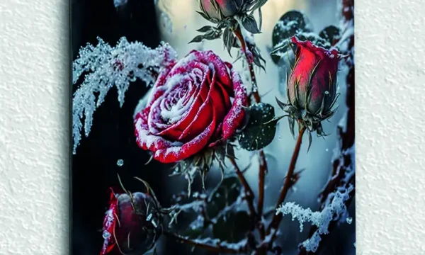Karlı Güller Temperli Cam Tablo