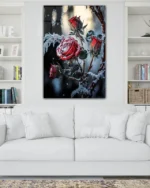 Karlı Güller Temperli Cam Tablo - Görsel 2