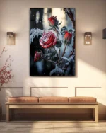 Karlı Güller Temperli Cam Tablo - Görsel 3