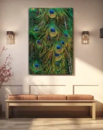 Tavus Kuşu Tüyleri Detaylı Temperli Cam Tablo - Görsel 3