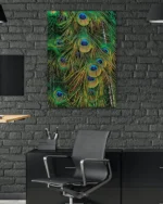 Tavus Kuşu Tüyleri Detaylı Temperli Cam Tablo - Görsel 6