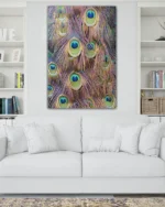 Mor Işıltılı Tavus Kuşu Tüyleri Temperli Cam Tablo - Görsel 2