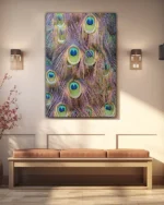 Mor Işıltılı Tavus Kuşu Tüyleri Temperli Cam Tablo - Görsel 3