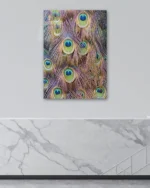 Mor Işıltılı Tavus Kuşu Tüyleri Temperli Cam Tablo - Görsel 4