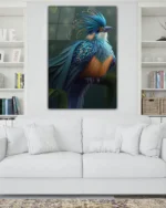 Tropikal Mavi Kuş Temperli Cam Tablo - Görsel 2