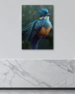 Tropikal Mavi Kuş Temperli Cam Tablo - Görsel 4