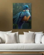 Tropikal Mavi Kuş Temperli Cam Tablo - Görsel 5